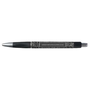 Black Slate Simply Floral Personalized Pen