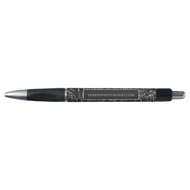 Black Slate Simply Floral Personalized Pen (Front)