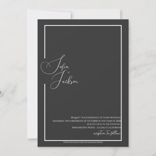 Black Sleek Elegant Modern Wedding Invitation