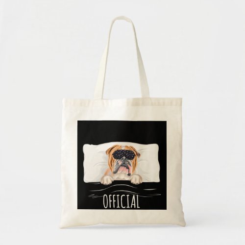 Black Sleep Mask Bulldog Official Napping Tote Bag