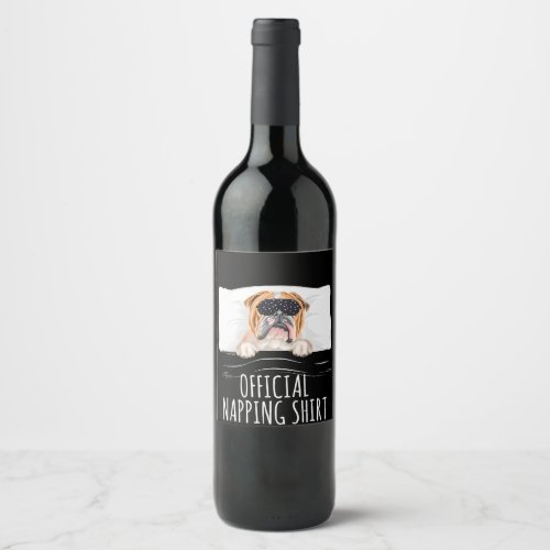 Black Sleep Mask Bulldog Official Napping Wine Label