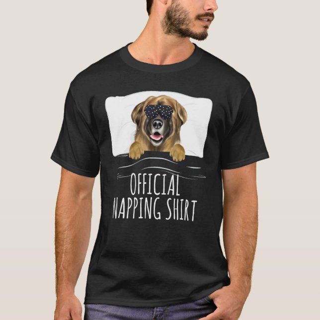 Black Sleep Mask Leonberger Official Napping T-Shirt (Front)