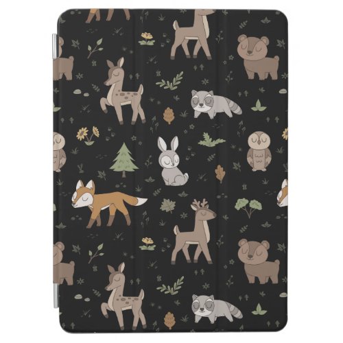 Black Sleepy Little Woodland Critters iPad Air Cover