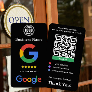 Black Small Business Google Review Link Template  Card