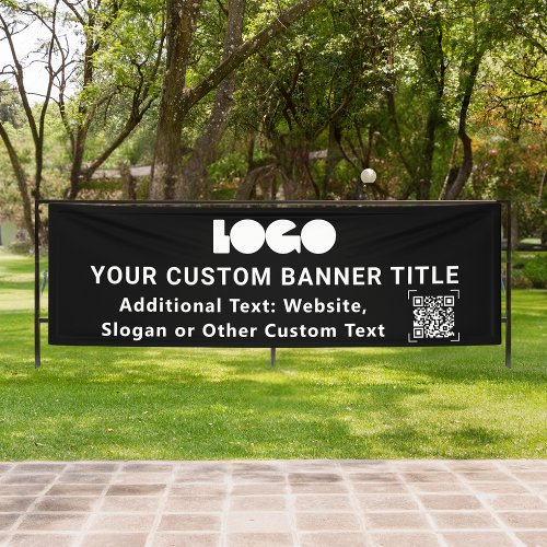 Black Small Business Logo Company QR Outdoor 25x8 Banner
