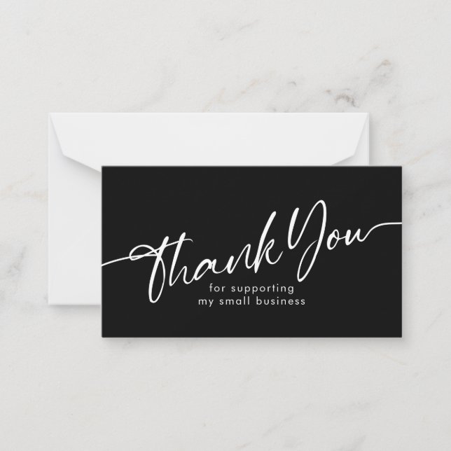 Black Small Business Thank You For Supporting Note Card (Front)