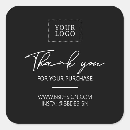 Black  Small Business Thank you package sticker
