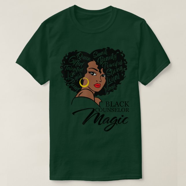 Black Smart Counselor Afro Melanin African America T-Shirt (Design Front)