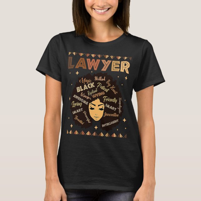Black Smart Lawyer Afro Hair Melanin African Ameri T-Shirt (Front)