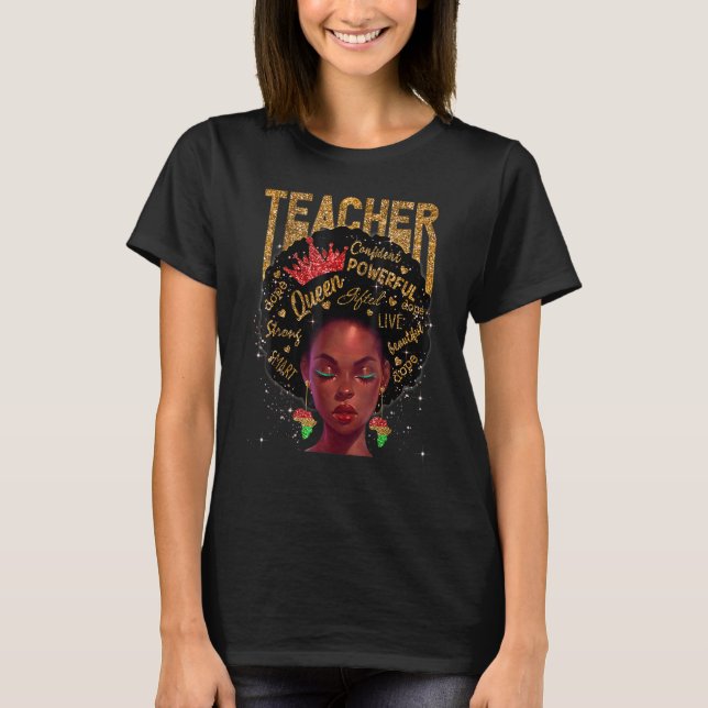 Black Smart Teacher Afro Black History BLM Melanin T-Shirt (Front)