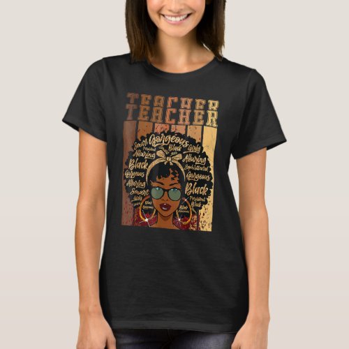 Black Smart Teacher Afro Love Melanin African Amer T_Shirt