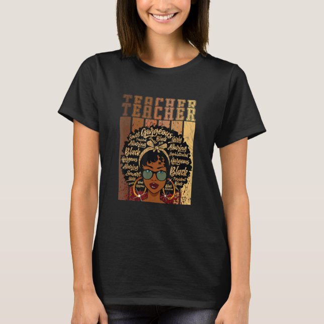 Black Smart Teacher Afro Love Melanin African Amer T-Shirt (Front)