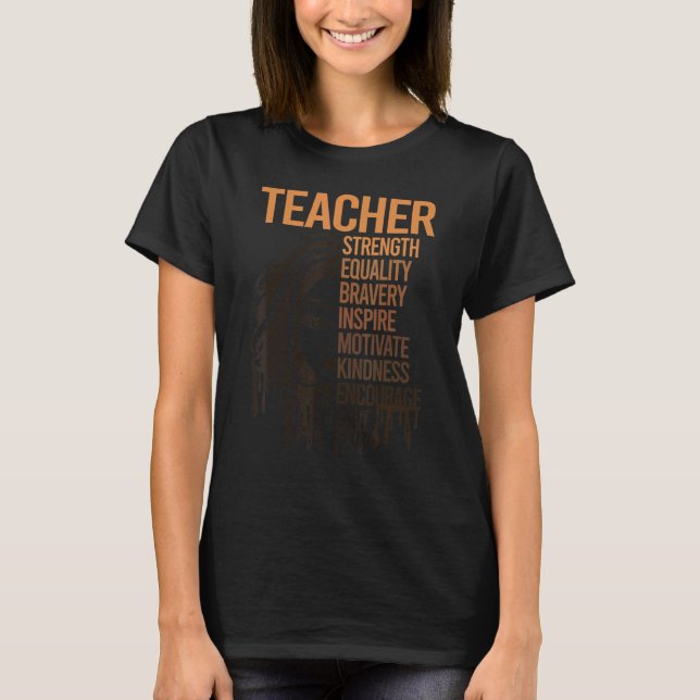 Black Smart Teacher Afro Love Melanin African Amer T-Shirt (Front)