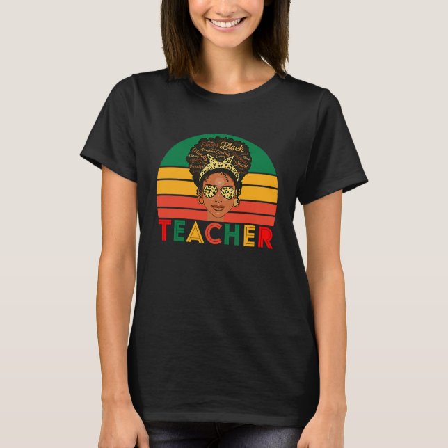 Black Smart Teacher Afro Love Melanin African Amer T-Shirt (Front)