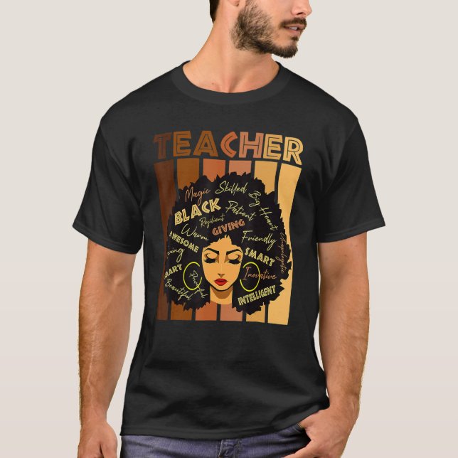 Black Smart Teacher Afro Love Melanin African Amer T-Shirt (Front)
