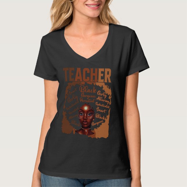 Black Smart Teacher Afro Love Melanin Women Black  T-Shirt (Front)