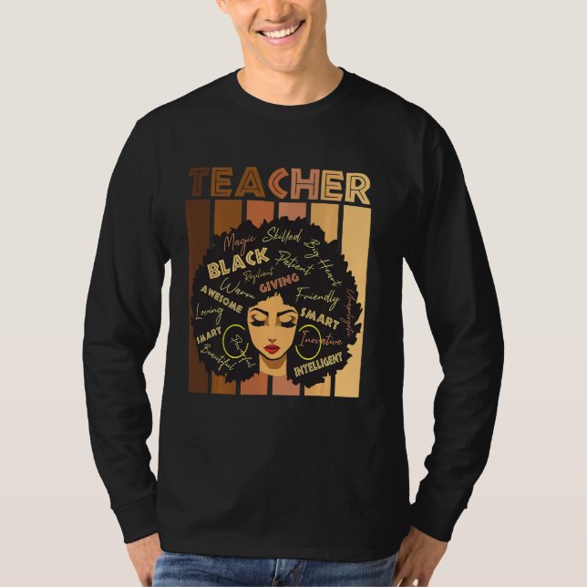 Black Smart Teacher Black History Proud African Am T-Shirt (Front)