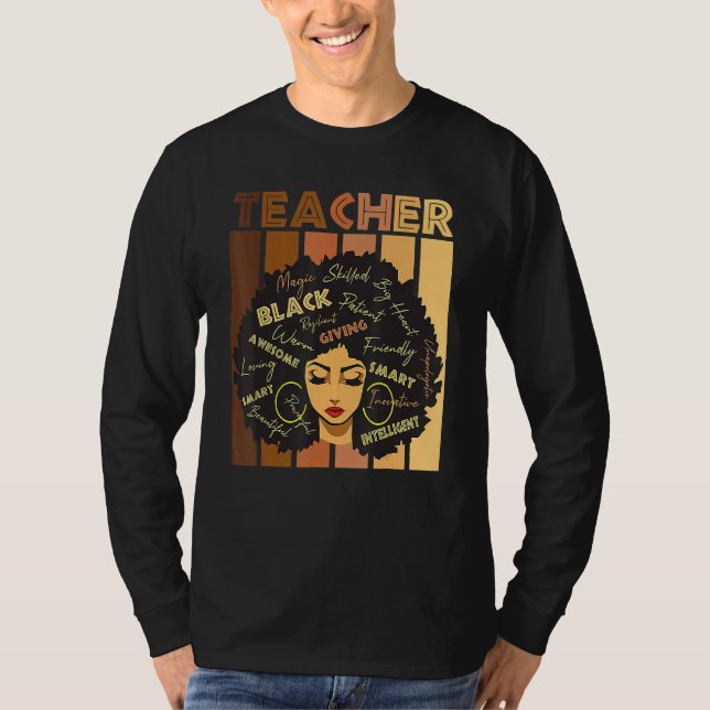 Black Smart Teacher Black History Proud African Am T-Shirt (Front)