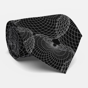 Black Smoke 000000 & Silver Grey "Spider Web" Neck Tie