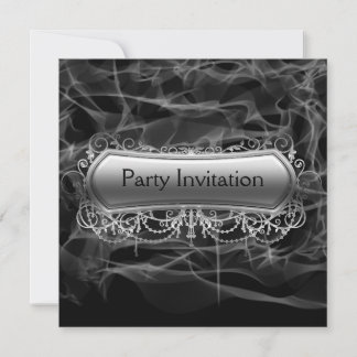 Black Smoke Silver Party Invitation