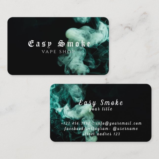 Black Smoke Vape Shop Business Card (Front/Back)
