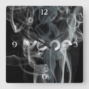 Black Smoke Vape Square Wall Clock