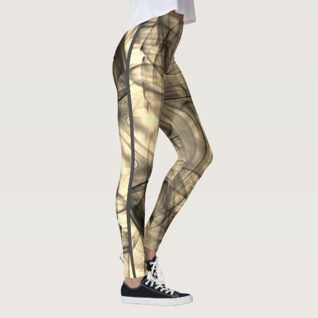 Black Smoked Shadows Spooky Cool Modern Halloween Leggings (Right)