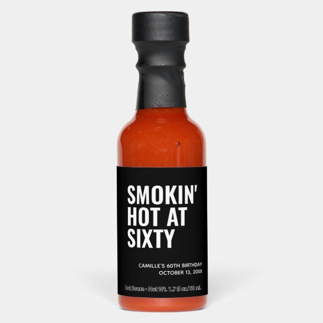 Black Smokin' Hot 60th Birthday Party Favor Sauces (Front)