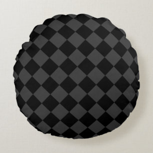 Black & Smoky Black Diamonds – Elegant & Timeless Round Pillow