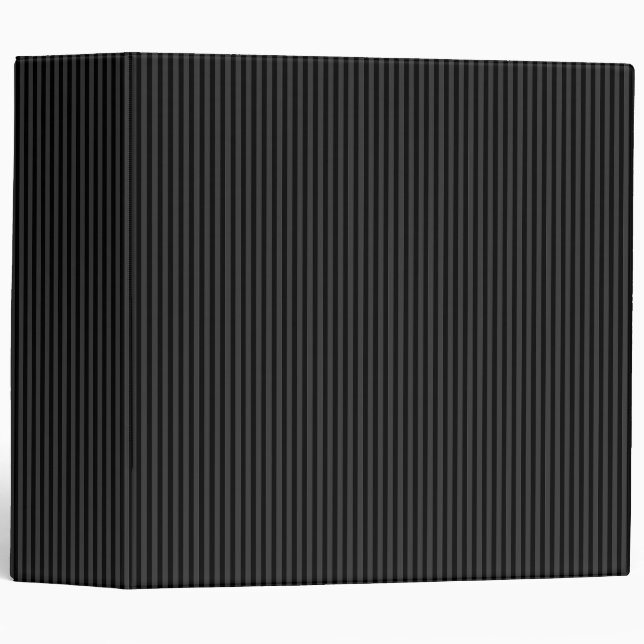 Black & Smoky Black Narrow Vertical Stripes  3 Ring Binder (Front/Spine)