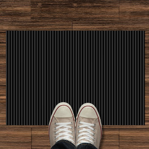 Black & Smoky Black Narrow Vertical Stripes Doormat