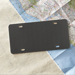 Black & Smoky Black Narrow Vertical Stripes License Plate