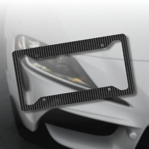 Black & Smoky Black Narrow Vertical Stripes  License Plate Frame