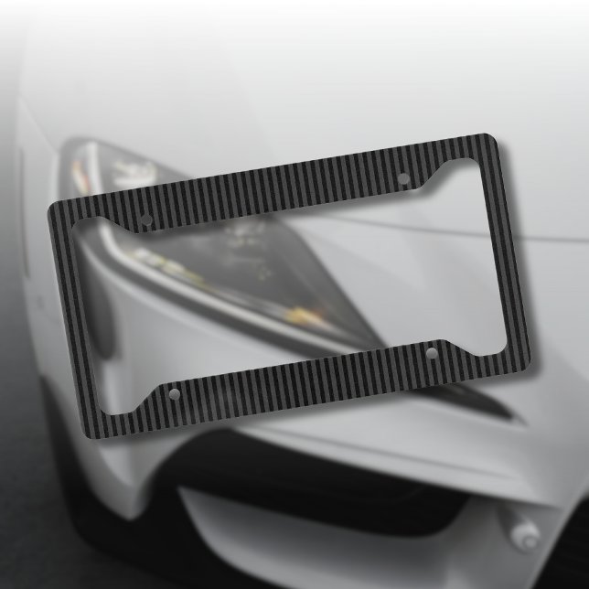 Black & Smoky Black Narrow Vertical Stripes  License Plate Frame (Creator Uploaded)