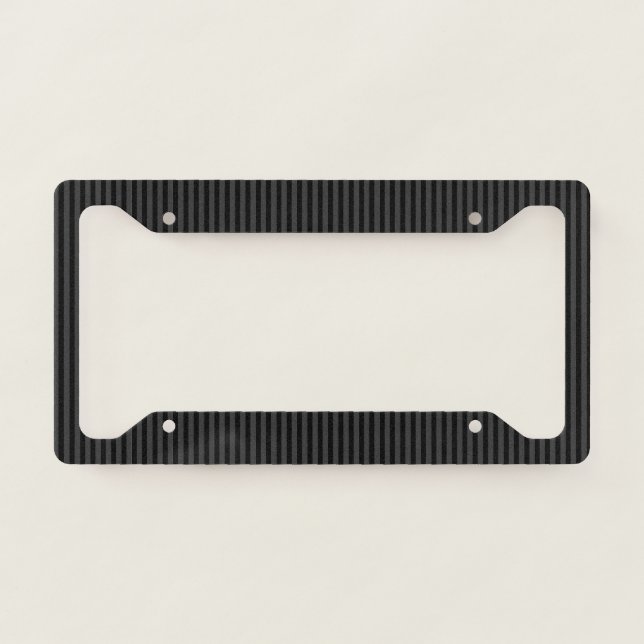 Black & Smoky Black Narrow Vertical Stripes  License Plate Frame (Front)