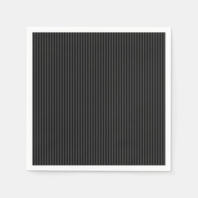 Black & Smoky Black Narrow Vertical Stripes  Napkins (Front)