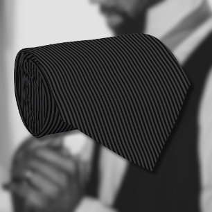 Black & Smoky Black Narrow Vertical Stripes  Neck Tie