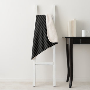 Black & Smoky Black Narrow Vertical Stripes Sherpa Blanket