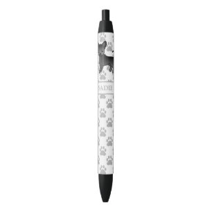 Black Smooth Coat Chihuahua Cartoon Dog & Name Pen