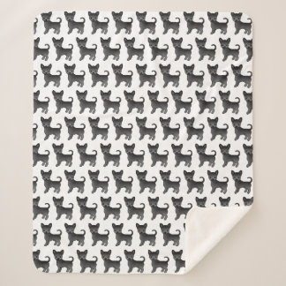 Black Smooth Coat Chihuahua Cartoon Dog Pattern Sherpa Blanket