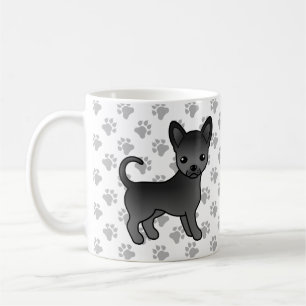 Black Smooth Coat Chihuahua Cartoon Dog & Paws Coffee Mug