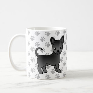 Black Smooth Coat Chihuahua Cartoon Dog & Paws Coffee Mug