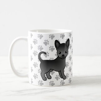Black Smooth Coat Chihuahua Cartoon Dog &amp; Paws Coffee Mug