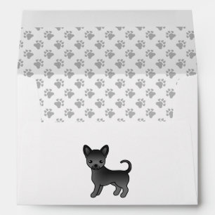 Black Smooth Coat Chihuahua Cartoon Dog & Paws Envelope