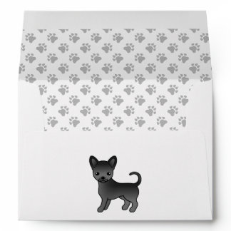 Black Smooth Coat Chihuahua Cartoon Dog &amp; Paws Envelope