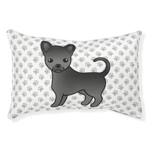 Black Smooth Coat Chihuahua Cartoon Dog & Paws Pet Bed