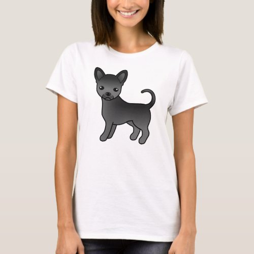 Black Smooth Coat Chihuahua Cute Cartoon Dog T_Shirt