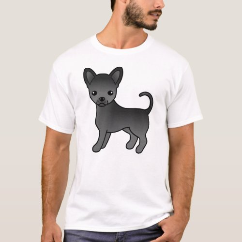 Black Smooth Coat Chihuahua Cute Cartoon Dog T_Shirt