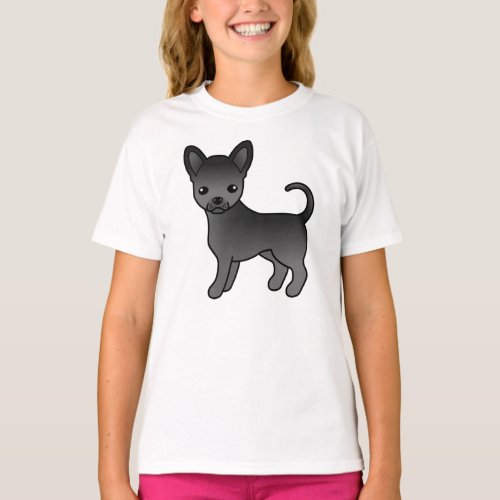 Black Smooth Coat Chihuahua Cute Cartoon Dog T_Shirt