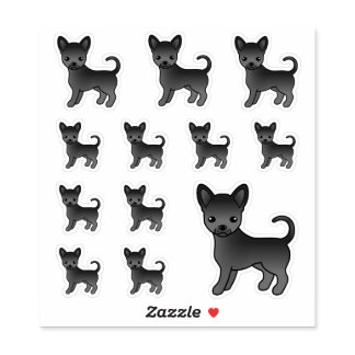 Black Smooth Coat Chihuahua Cute Cartoon Dogs Sticker